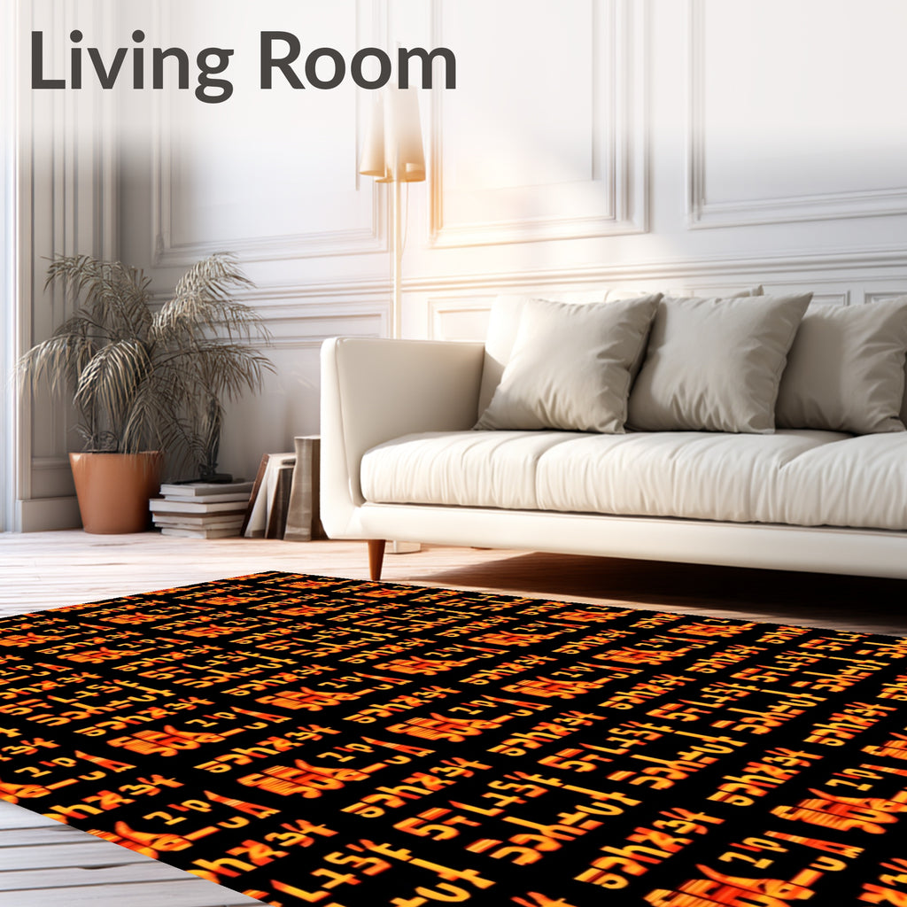 Orange Red Geometric Alphabet Rug