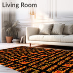 Orange Red Geometric Alphabet Rug