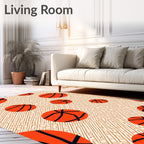 Vibrant Orange Basketball Maze Background Rug