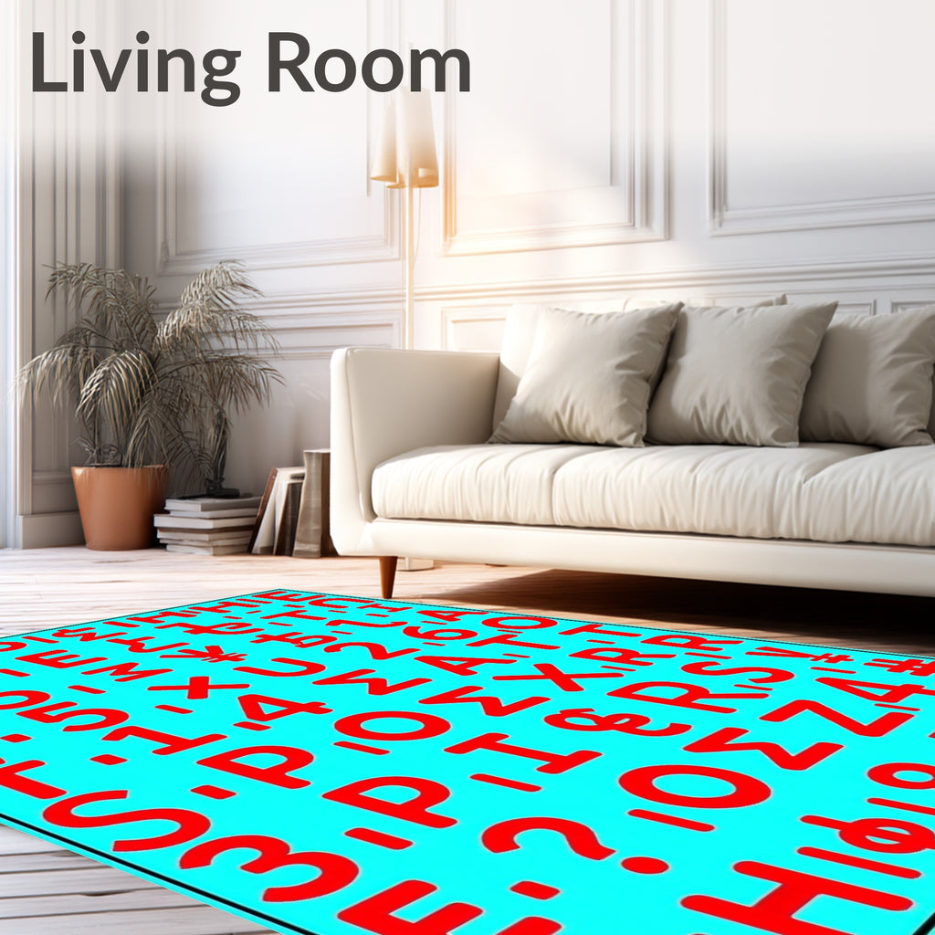 Retro Red Alphabet Tile Rug