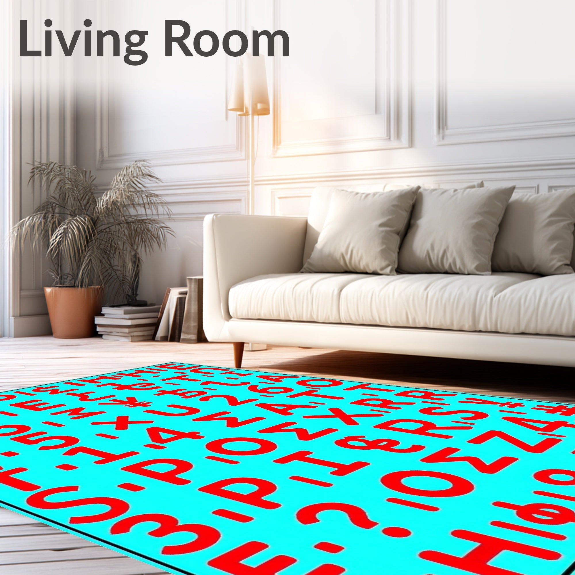 Retro Red Alphabet Tile Rug