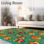 Whimsical Forest Animals Floral Background Rug