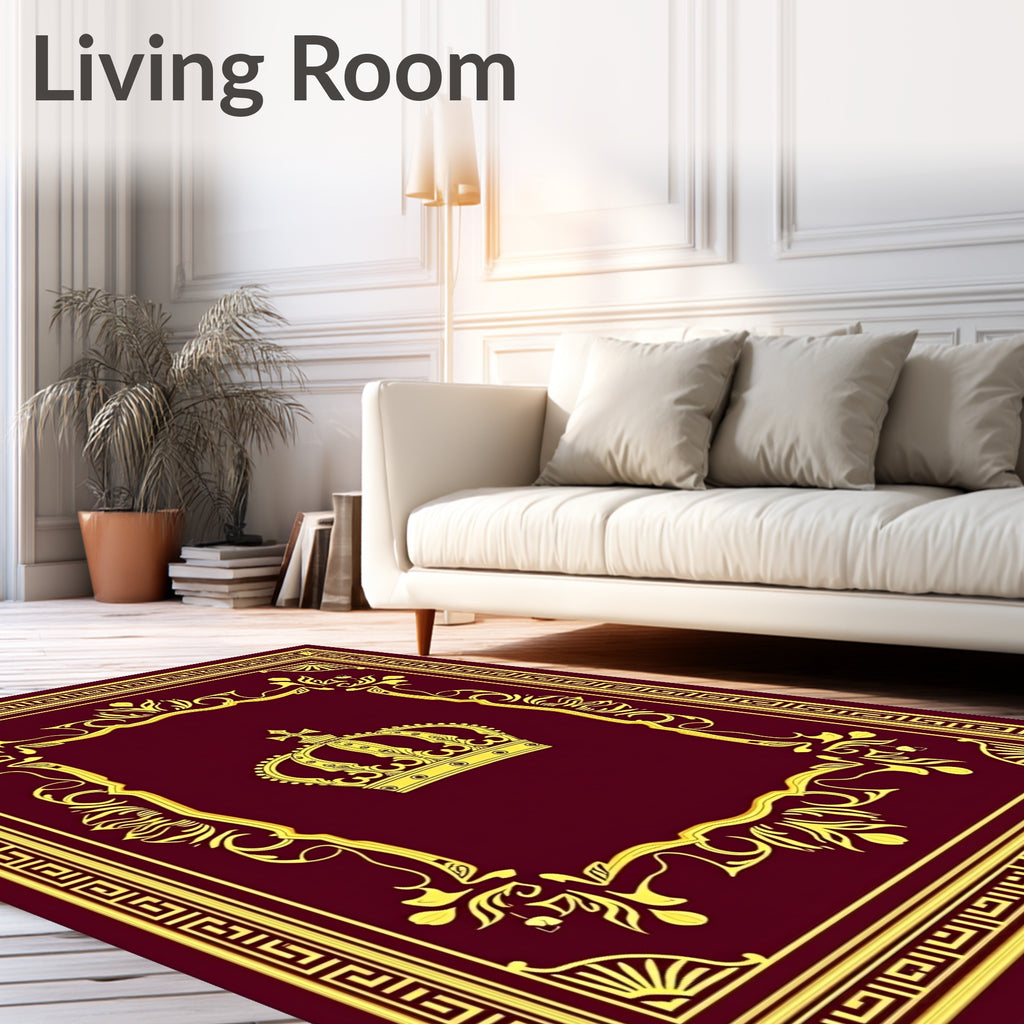 Royal Crimson Gold Crown Medallion Rug