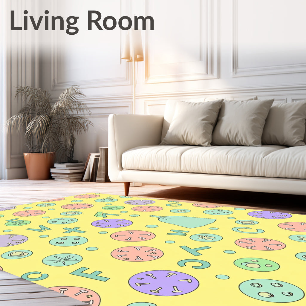 Whimsical Pastel Circus Tents Letters Rug