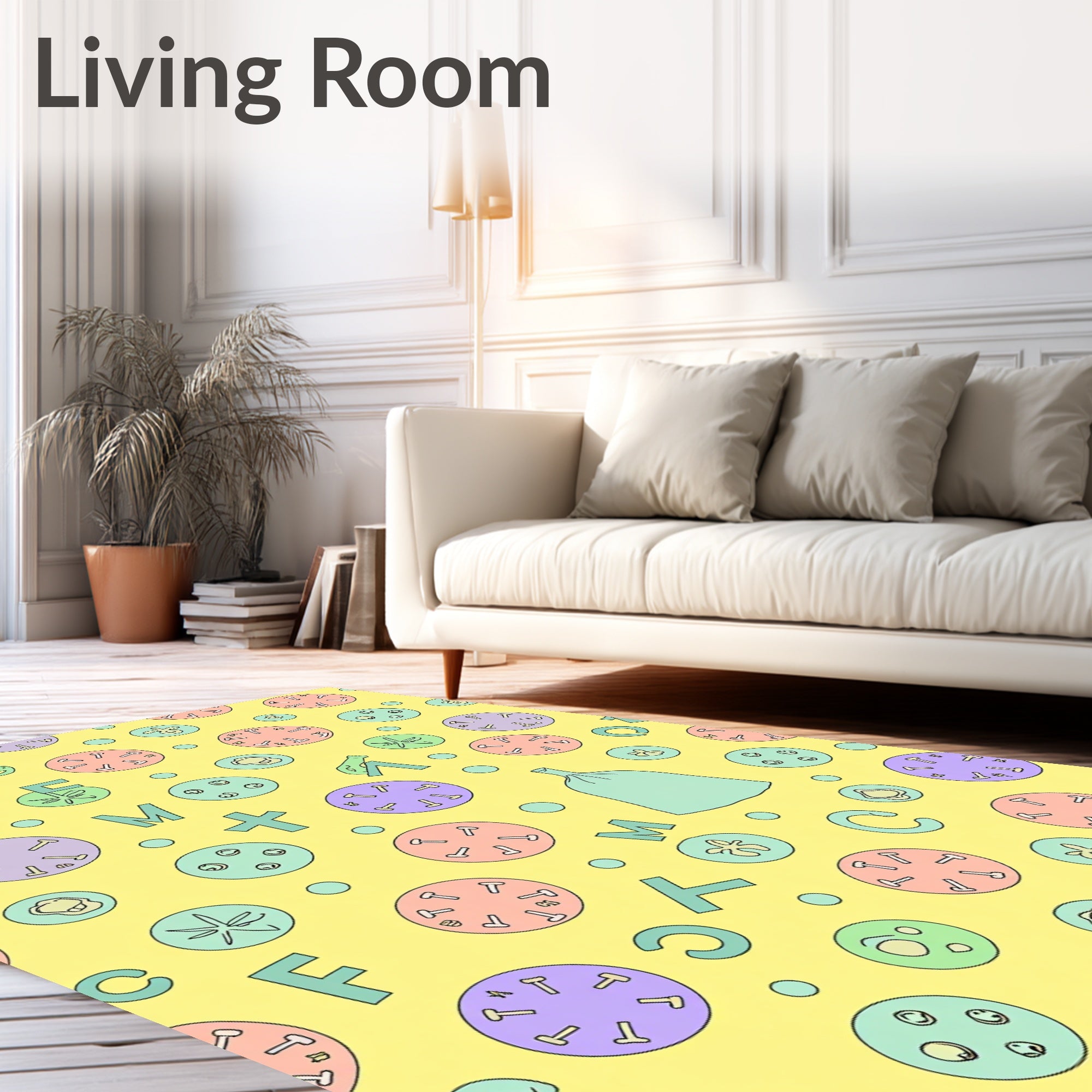 Whimsical Pastel Circus Tents Letters Rug