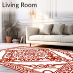 Ornate Red Medallion Square Rug