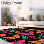 Vibrant Butterfly Garden Floral Spread Rug