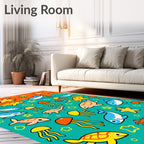 Ocean Friends Tortoise Dolphin Jellyfish Stars Rug