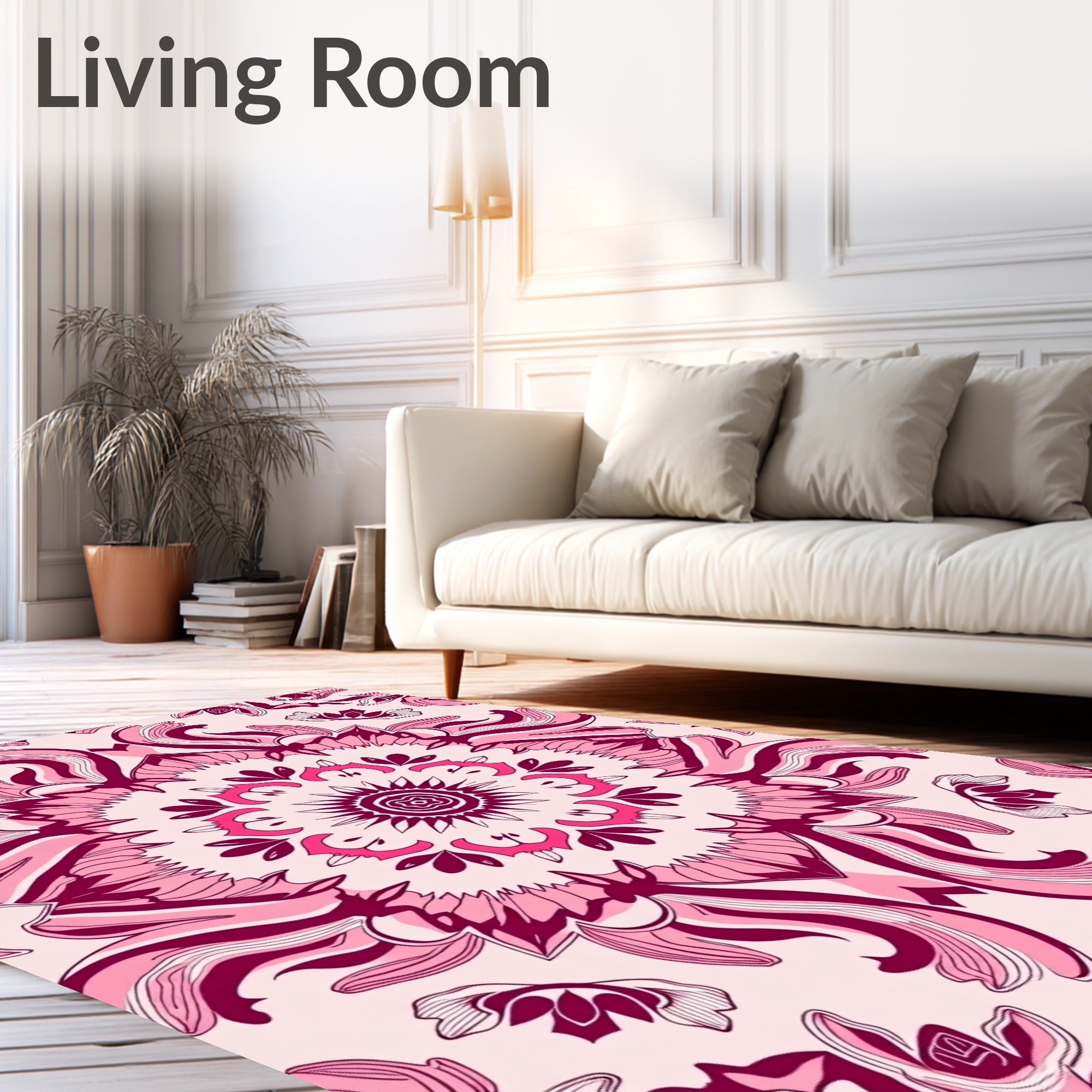 Pink Blossom Mandala Kaleidoscope Rug