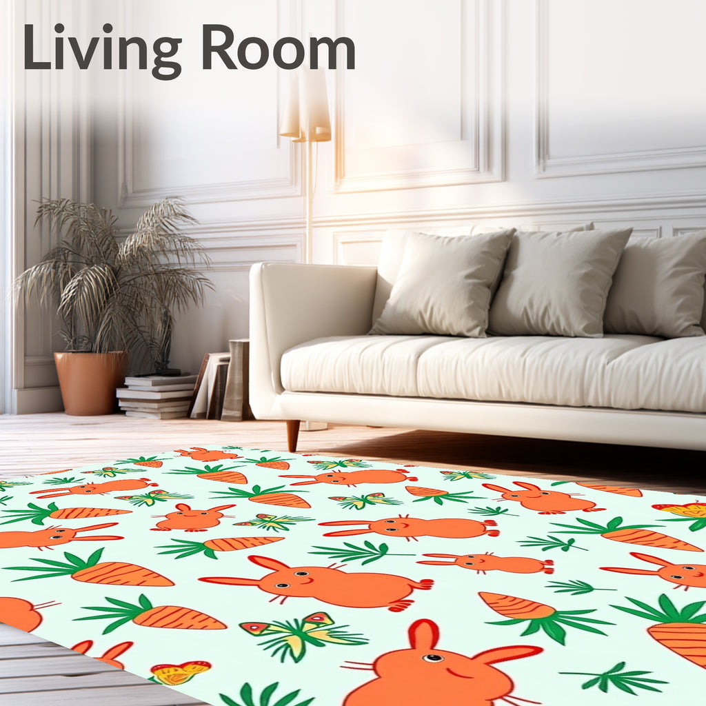 Cheerful Orange Bunny Carrot Garden Rug