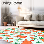 Cheerful Orange Bunny Carrot Garden Rug