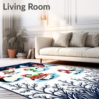 Charming Penguin Frolic Winter Scene Rug