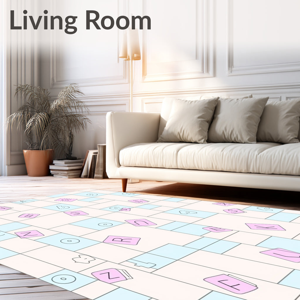 Pastel Alphabet Grid Game Rug