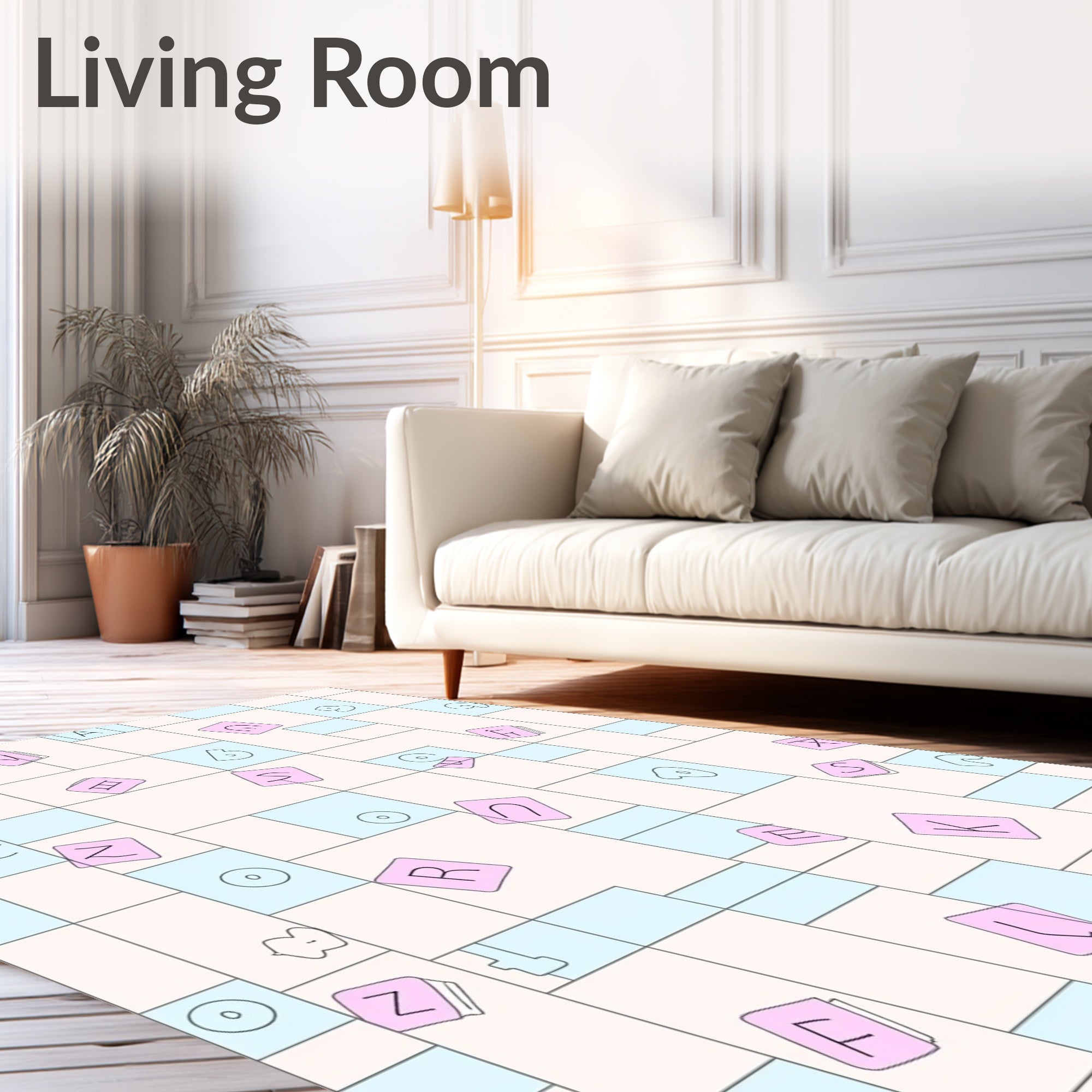 Pastel Alphabet Grid Game Rug