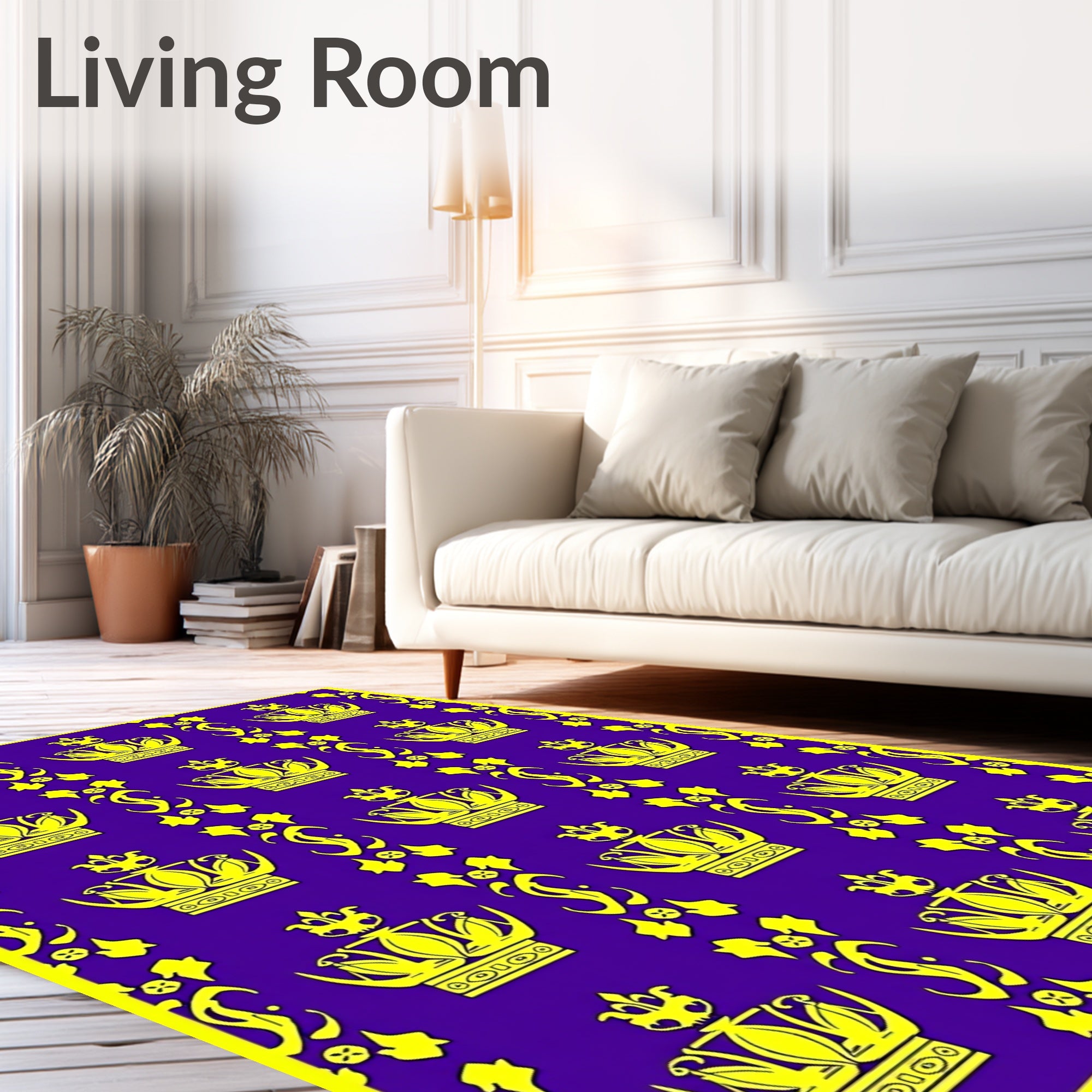 Royal Crown Purple Yellow Tile Rug