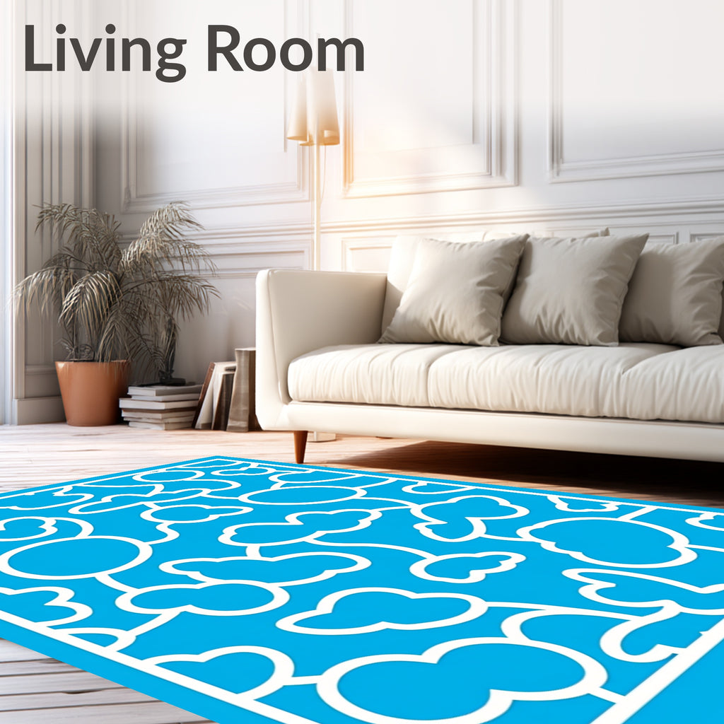 Whimsical Blue Cloudscape Abstract Rug
