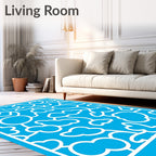 Whimsical Blue Cloudscape Abstract Rug