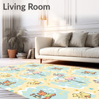 Whimsical Yellow Bunny Balloon Cloud Rug