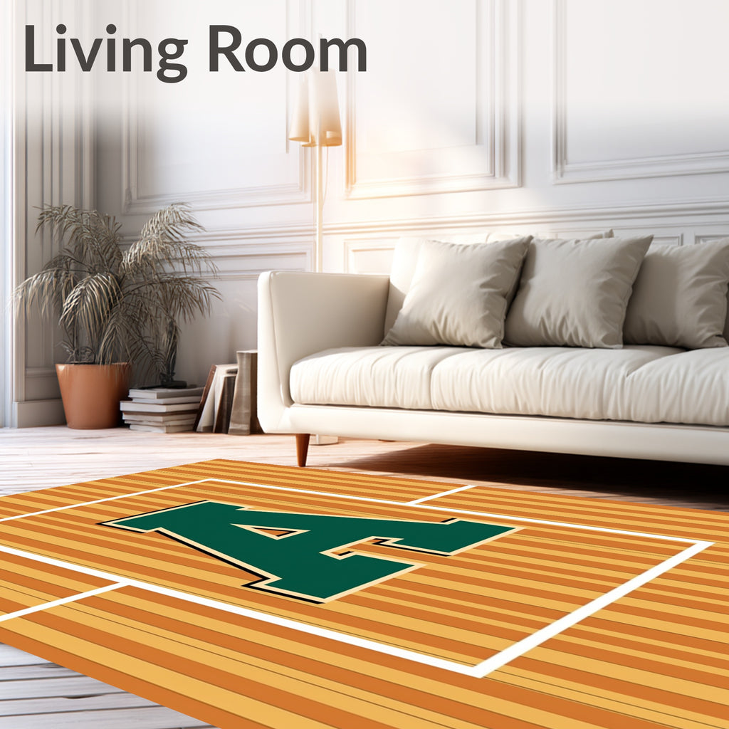 Green Varsity Letter A Stripes Rug