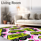 Neon Green Graffiti Vans Pink Splatter Rug