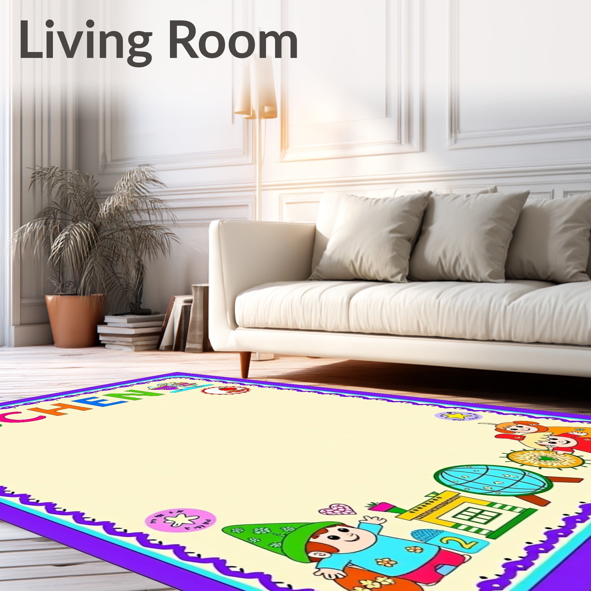 Cheerful Children's Alphabet Border Art Rug