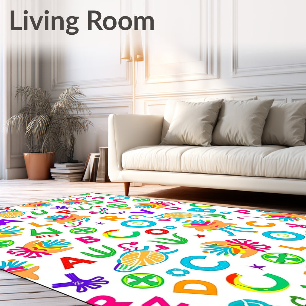 Whimsical Alphabet Characters Playful Creatures Rug