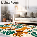Wild Safari Animals Jungle Foliage Rug