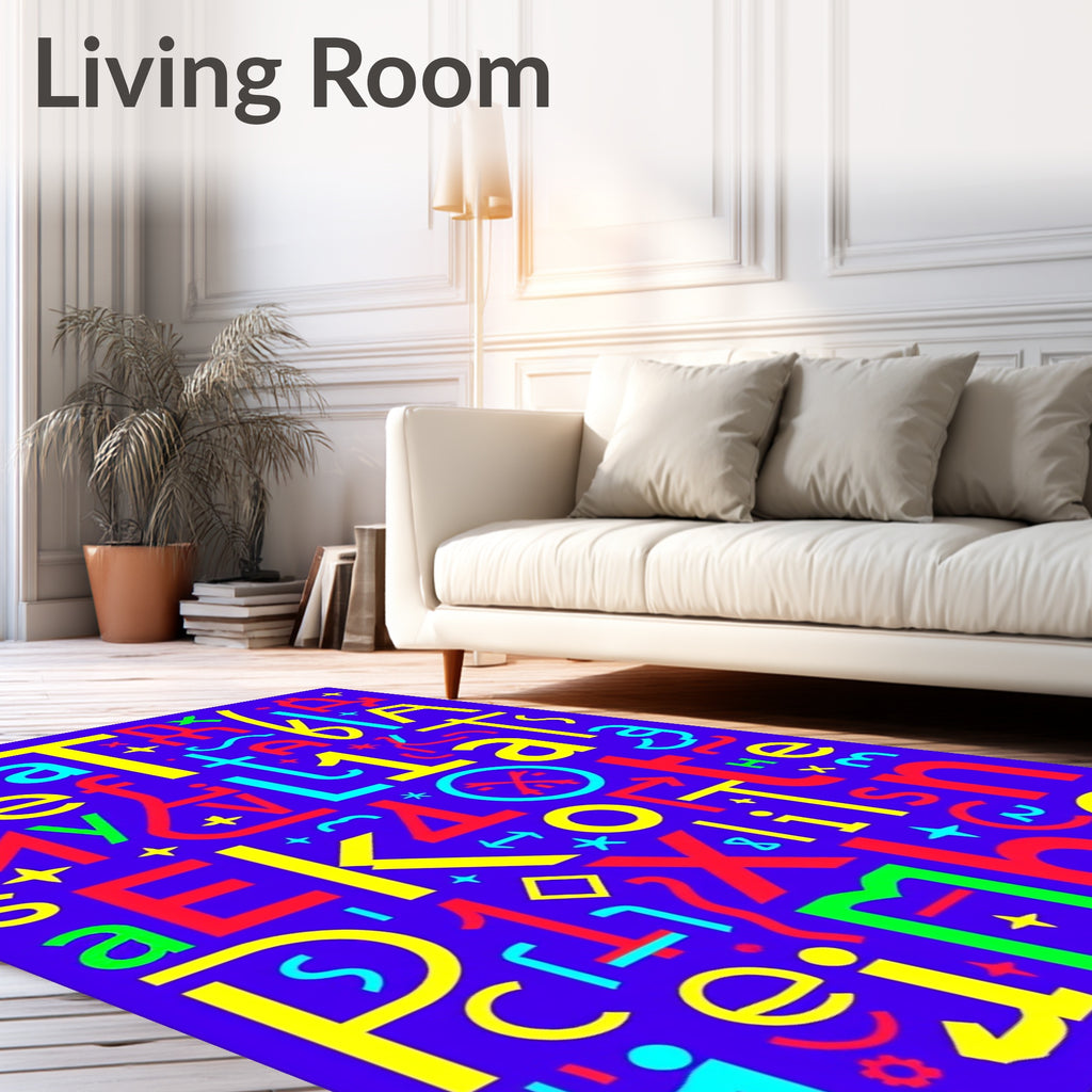 Vibrant Alphabet Collage Abstract Rug