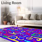 Vibrant Alphabet Collage Abstract Rug
