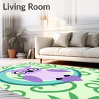 Purple Owl Crescent Moon Garden Rug
