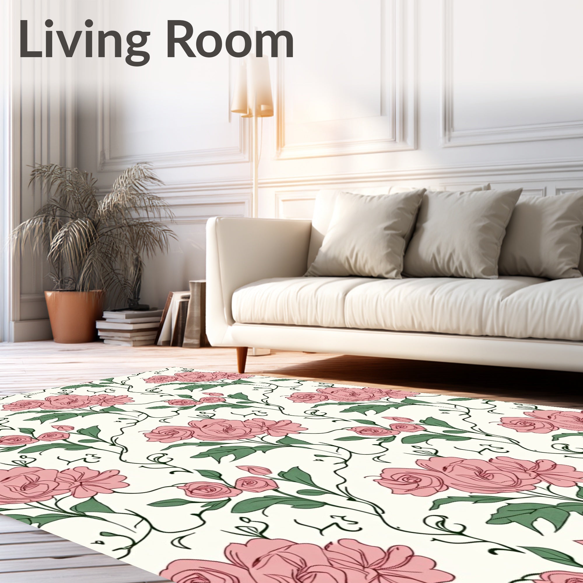 Blush Pink Rose Vine Garland Rug