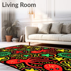 Red Octopus Starburst Folk Art Rug