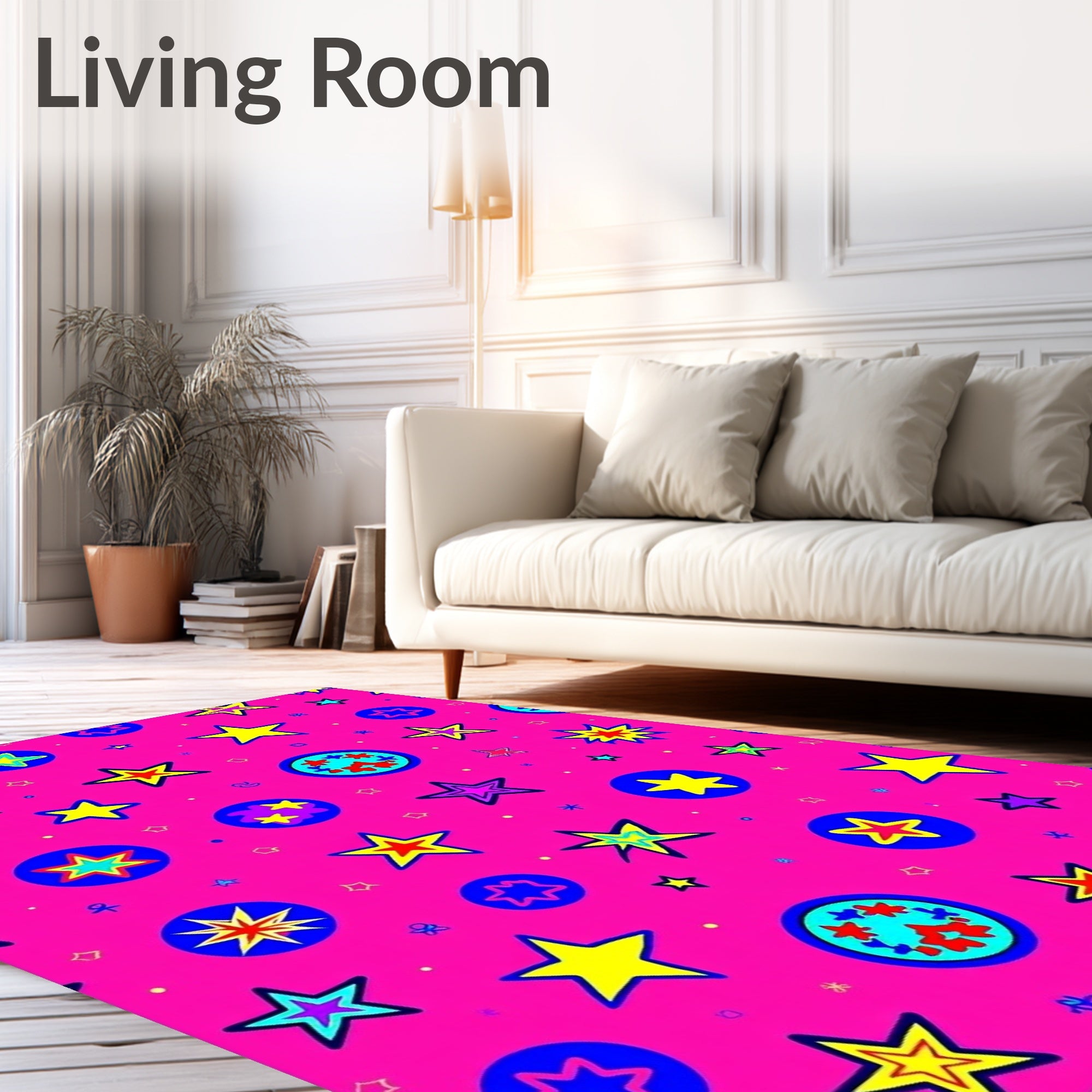Vibrant Pink Starburst Circles Rug