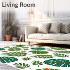 Vibrant Green Tropical Leaf Medley Rug