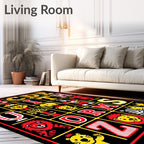 Circus Alphabet Animals Red Yellow Rug