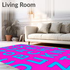 Bold Blue Alphabet On Pink Rug