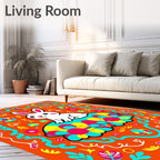 Whimsical Bunny Floral Easter Rug
