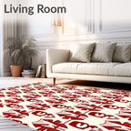 Crimson Iconography Repeating Square Rug