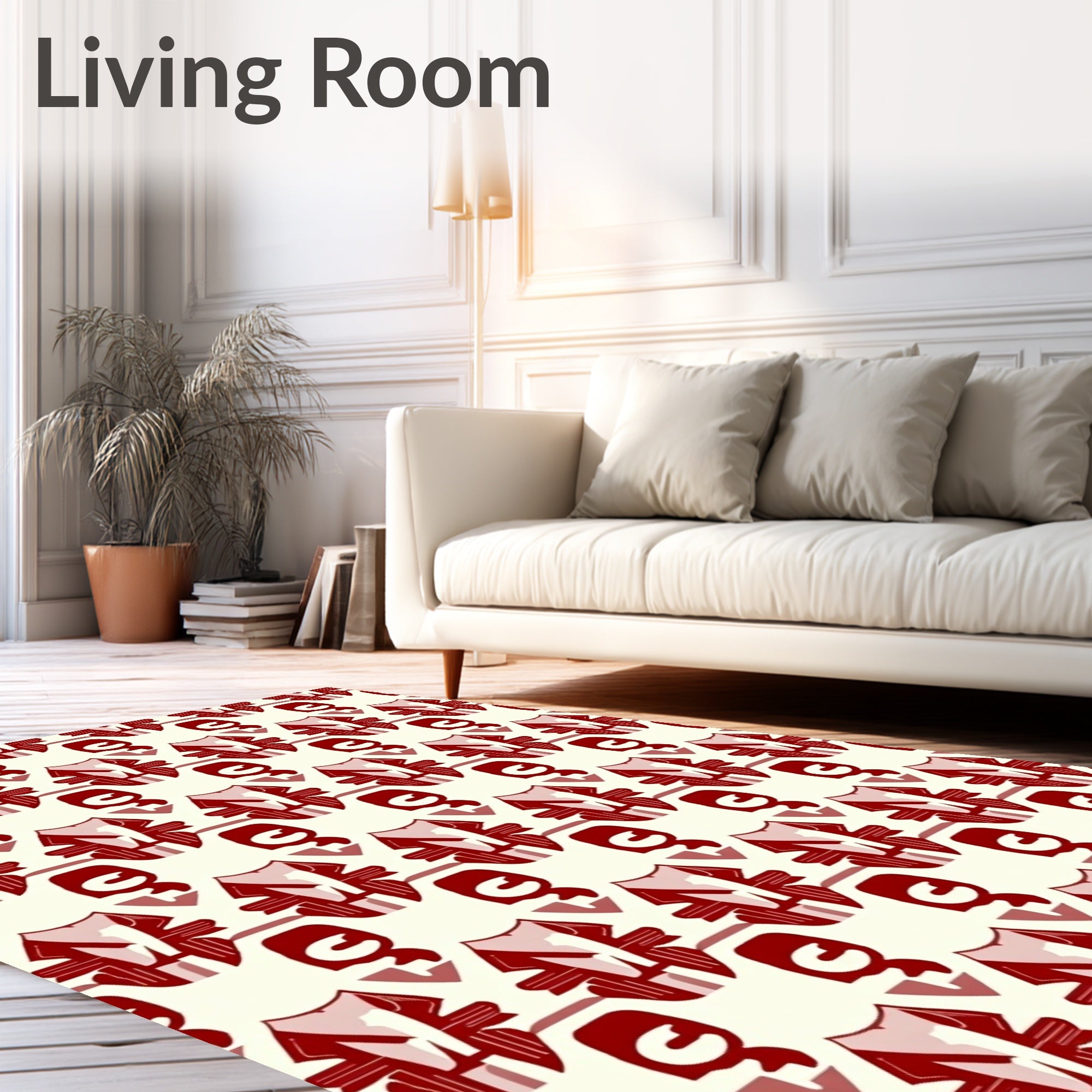 Crimson Iconography Repeating Square Rug