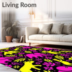Pink Yellow Elephant Floral Zoo Rug