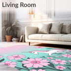 Magical Unicorn Pink Floral Garden Rug