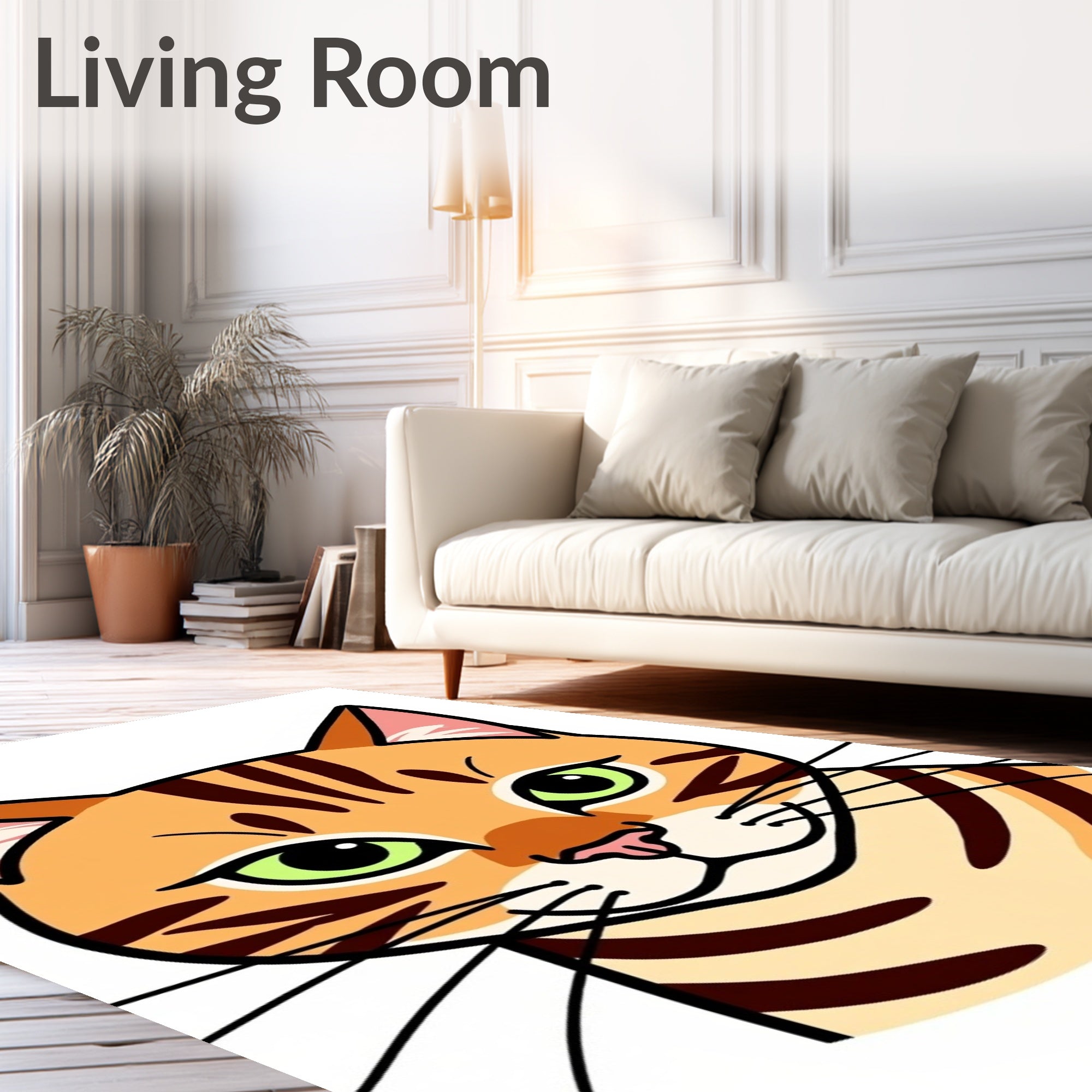 Cute Orange Tabby Cat Face Rug
