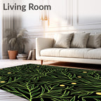Chartreuse Leafy Branches with Gold Dots Rug