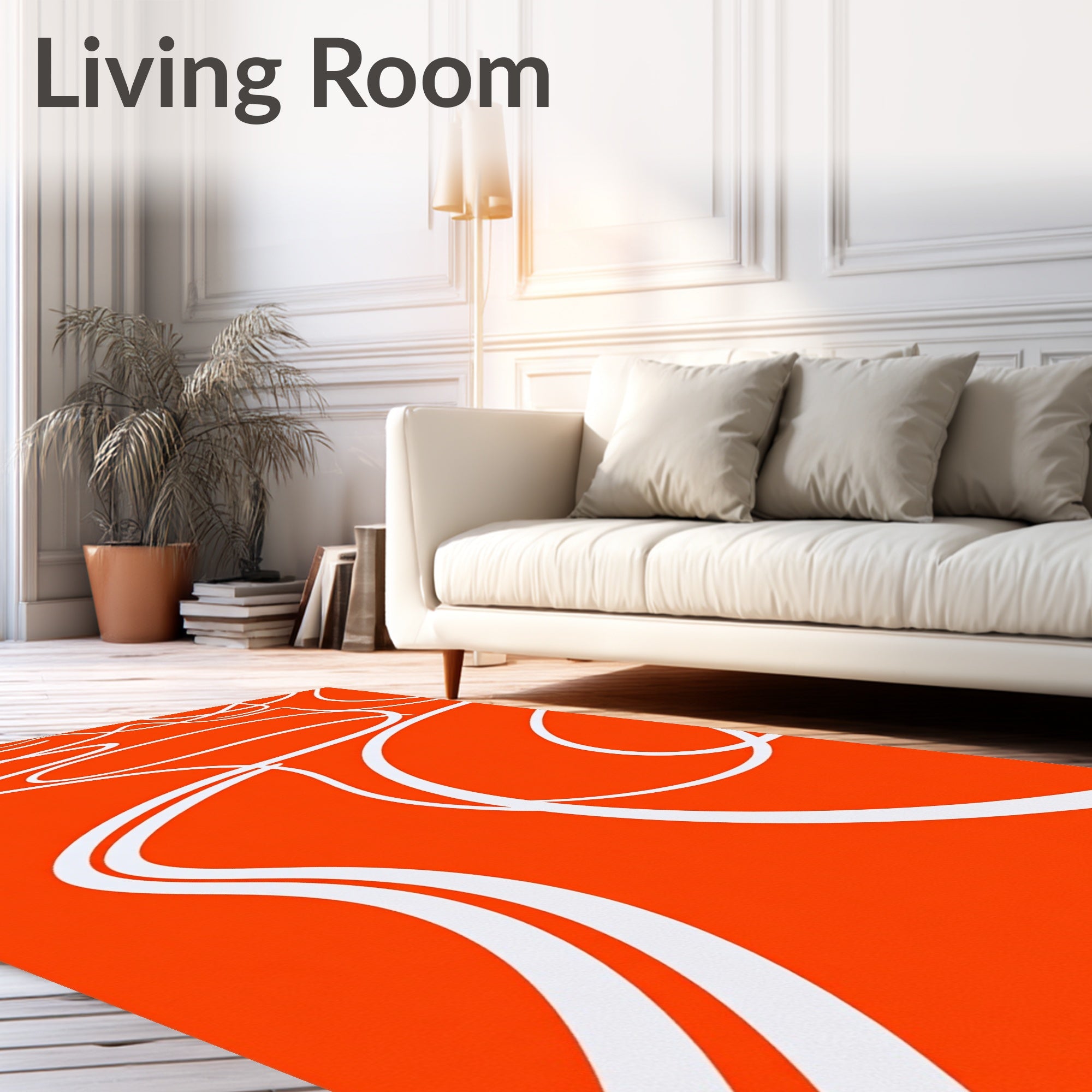 Vibrant Orange Fluid Swirl Rug