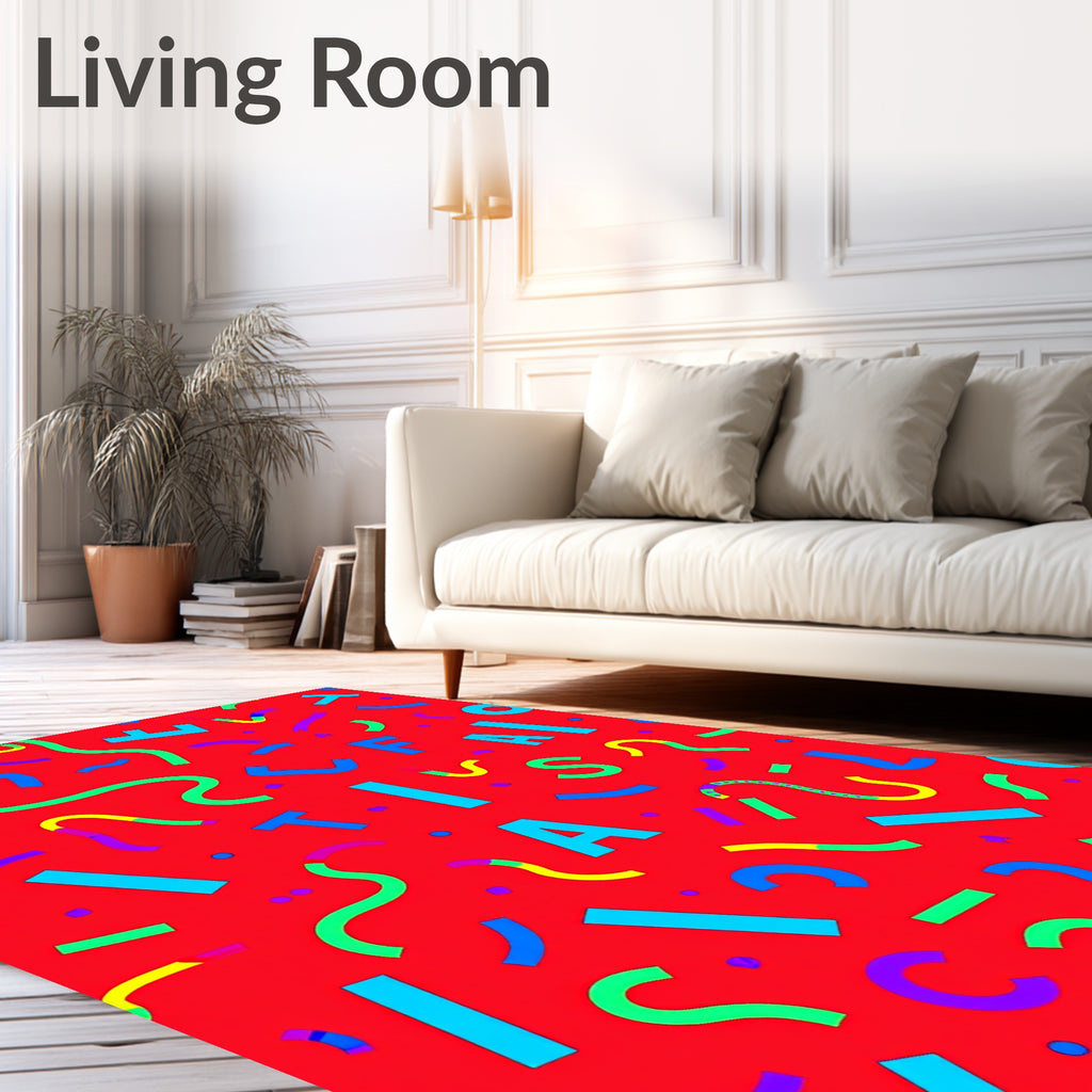 Retro Festive Alphabet Confetti Riot Rug