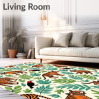 Wild Tiger Jungle Foliage Creatures Rug