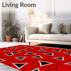 Red Black Triangle Script Scatter Rug