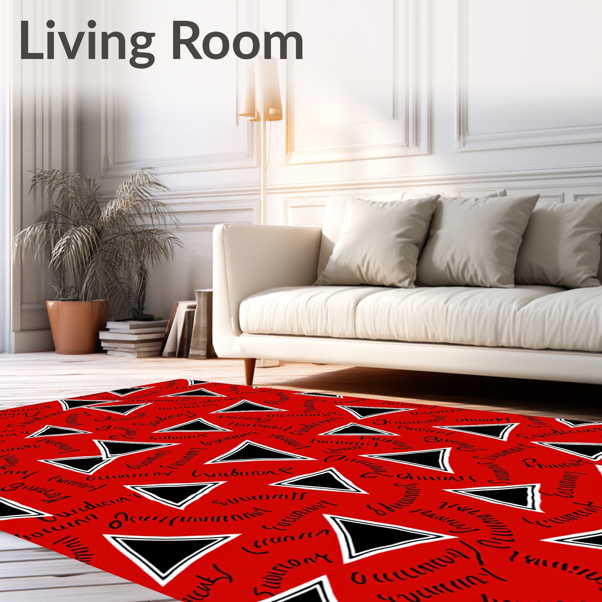Red Black Triangle Script Scatter Rug