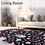Pink Owls Butterflies and Flowers Rug