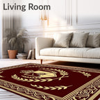 Regal Maroon Crest Laurel Wreath Rug